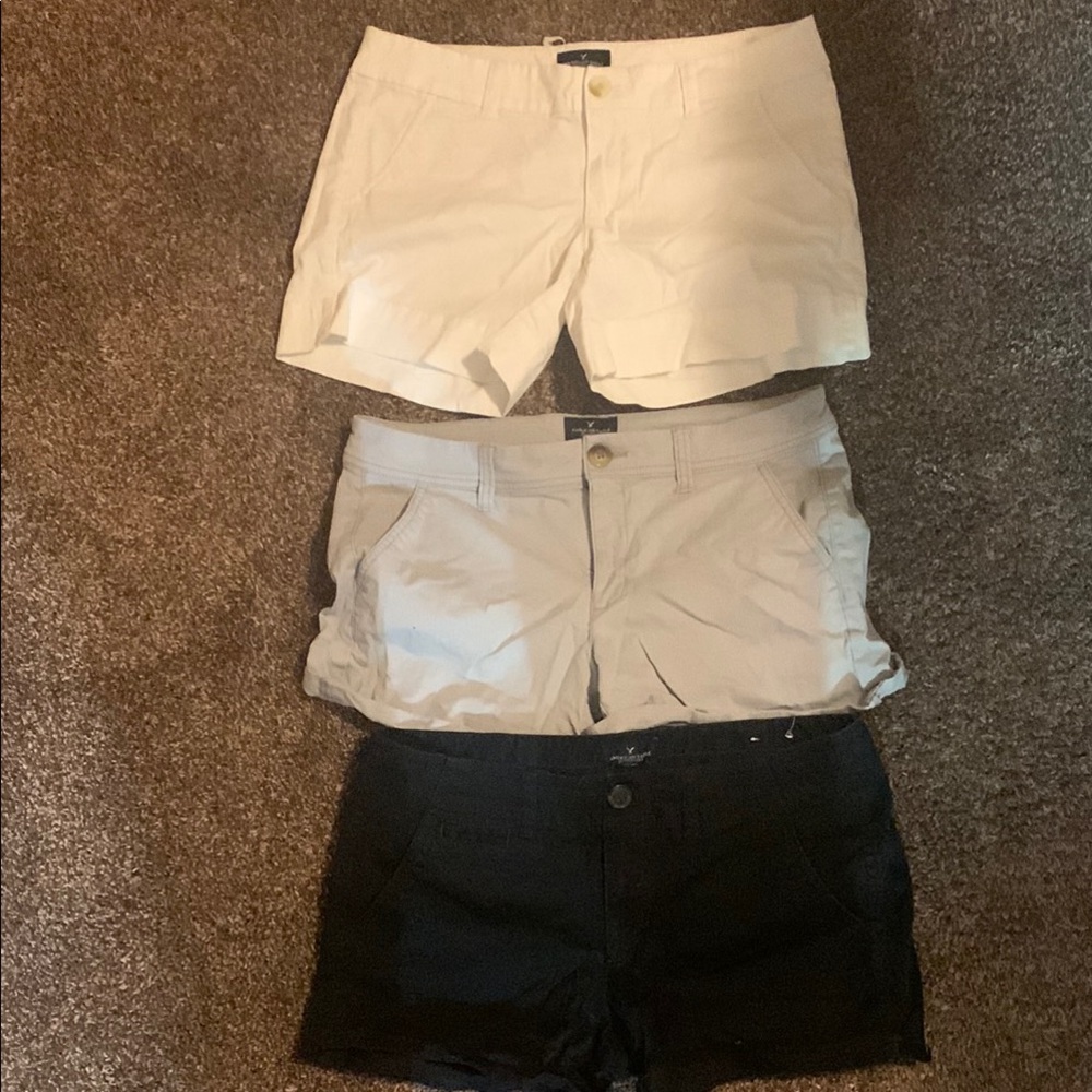 Set of Three Women's Shorts - White, Beige, Black